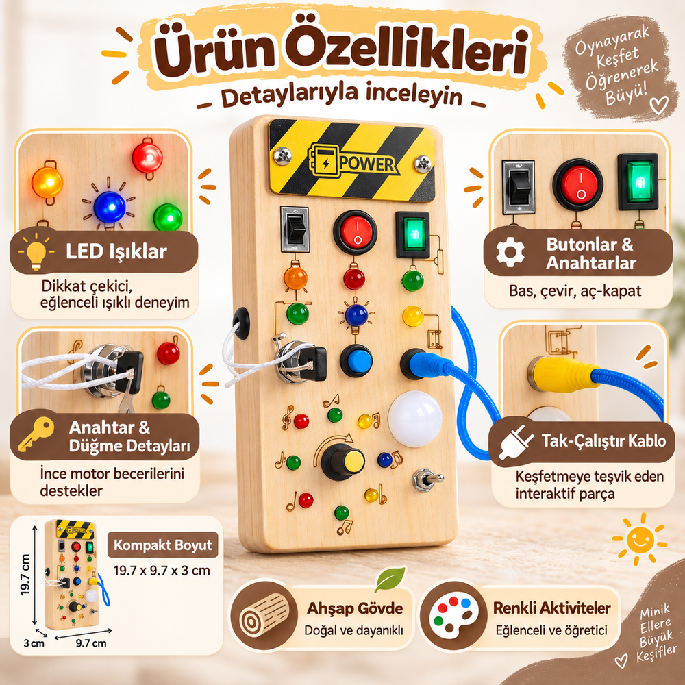 Montessori Ahşap Aktivite Panosu