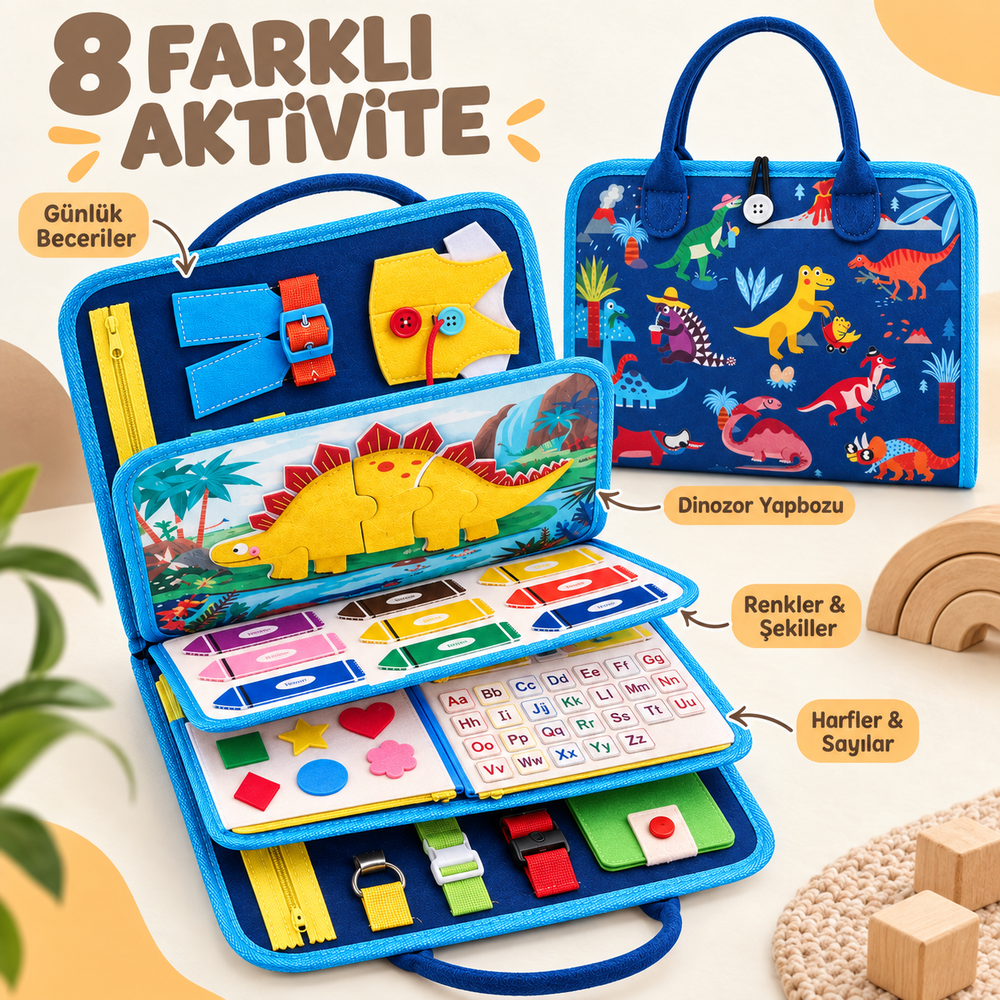 Montessori Dinozor Temalı Keçe Kitabı