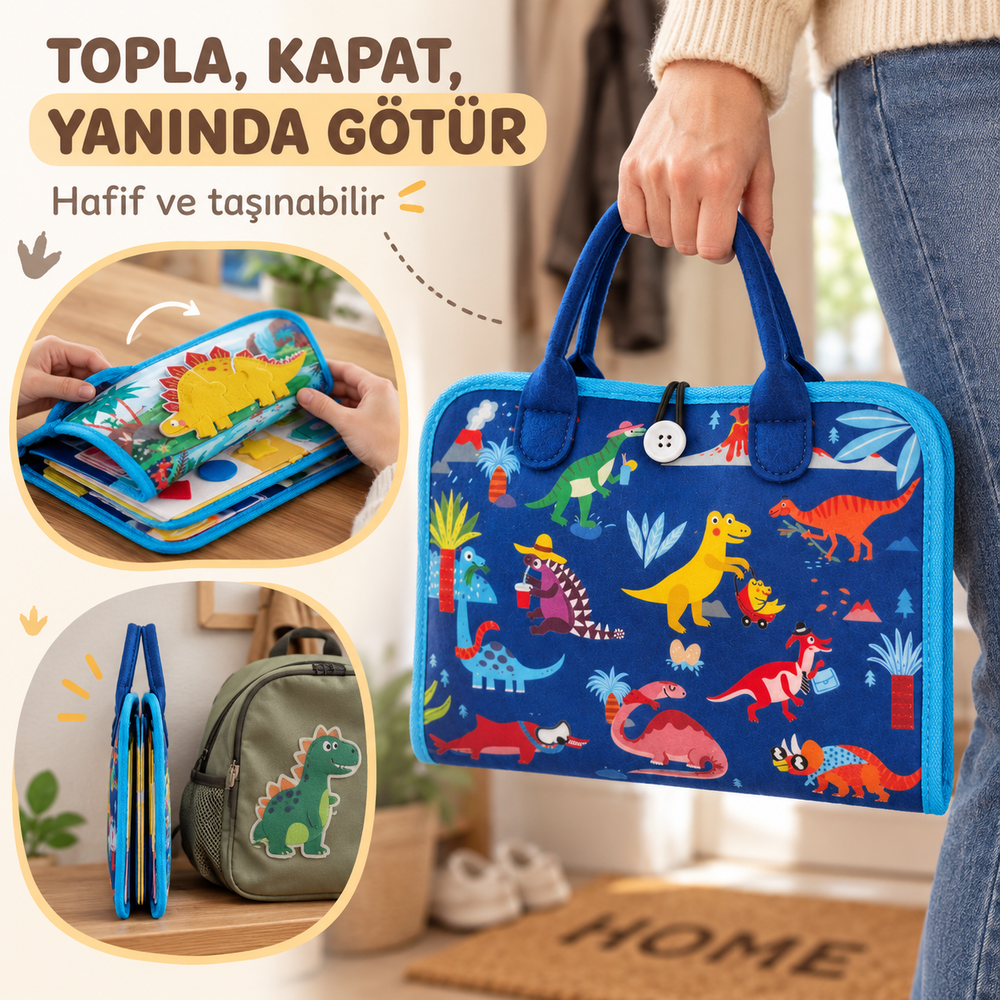 Montessori Dinozor Temalı Keçe Kitabı