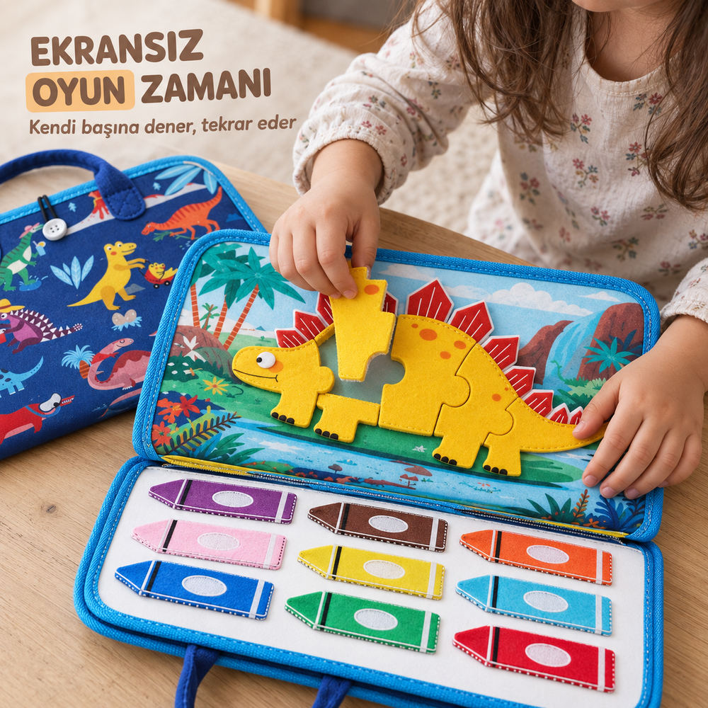 Montessori Dinozor Temalı Keçe Kitabı